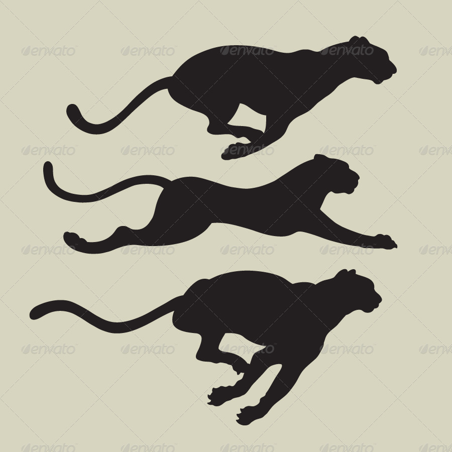 Leopard Running Silhouettes, Vectors | GraphicRiver