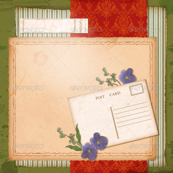 Scrapbook Old Paper Background with Dried Flower - Flowers & Plants Nature