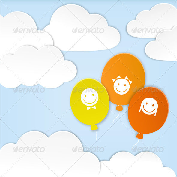 Paper Clouds with Balloons - Retro Technology