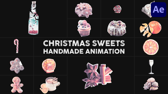 Christmas Sweets Handmade Animation | After Effects Elements template preview