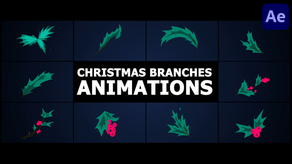 Christmas Branches Animations | After Effects Elements template preview