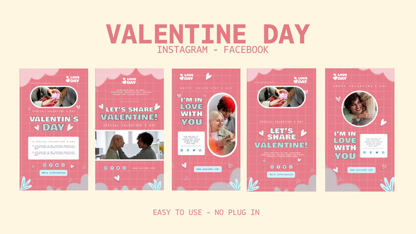 Valentine Day Instagram Stories Openers template preview