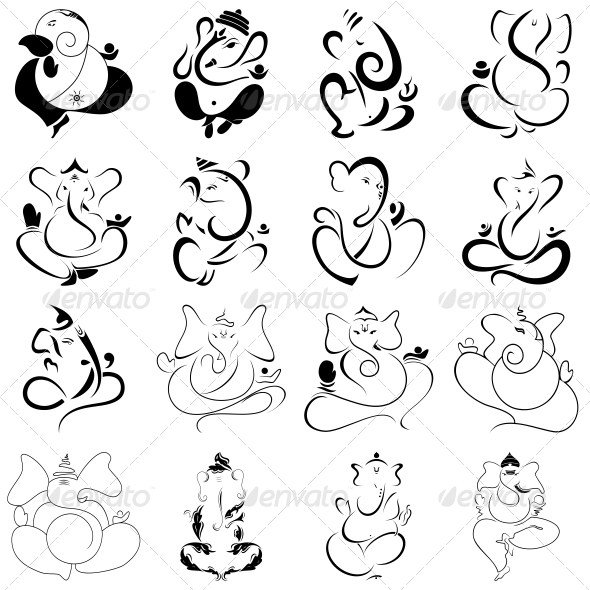 Ganesha Religious Vector Designs Pack - Religion Conceptual