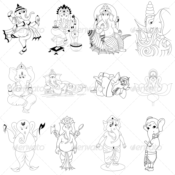 Ganesha Religious Vector Designs Pack - Religion Conceptual