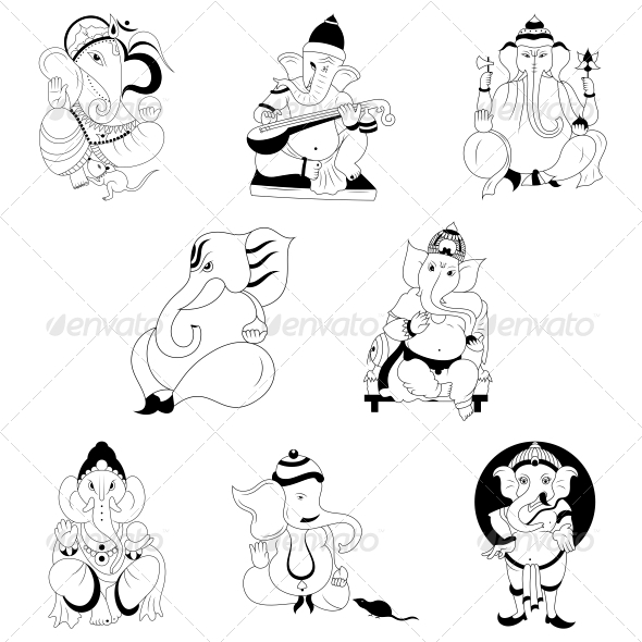 Ganesha Religious Vector Designs Pack - Religion Conceptual
