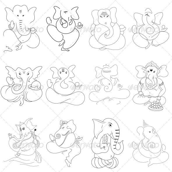 Ganesha Religious Vector Designs Pack - Religion Conceptual