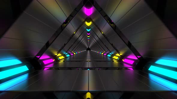 Triangle Loop Tunnel With Neon Colors