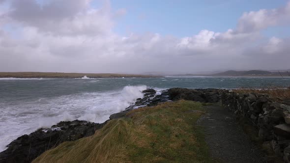Crashing Ocean Waves in Portnoo During Storm Ciara in County Donegal - Ireland alt