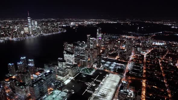 Jersey City at Night as seen from a helicopter