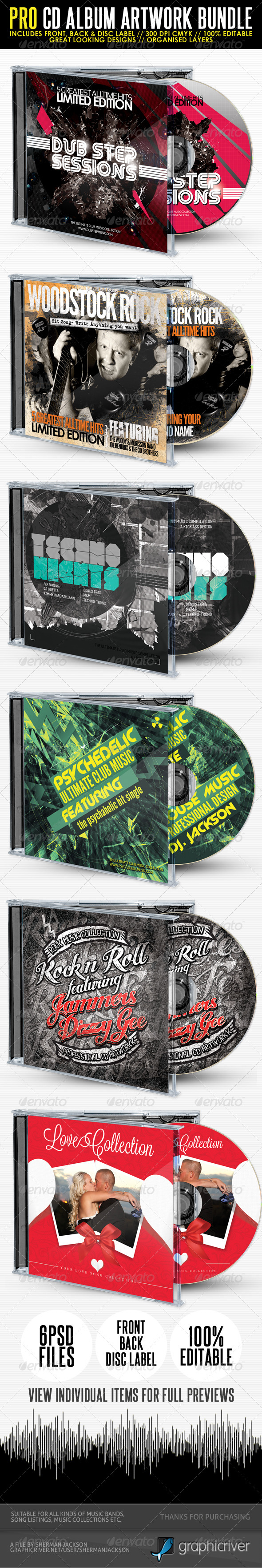 Pro CD Artwork Bundle Package V.1 - CD & DVD Artwork Print Templates