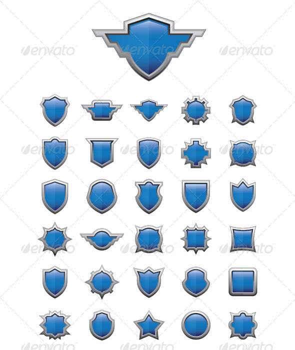 30 Shield Glossy - Objects Vectors