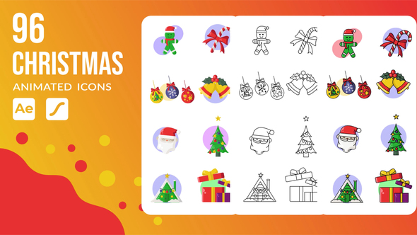 96 Christmas & Winter Animated Icons | After Effects Template & Lottie Animation Elements template preview