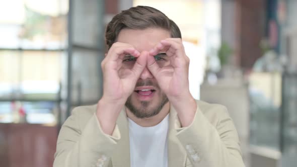 Young Man Looking Around Searching alt