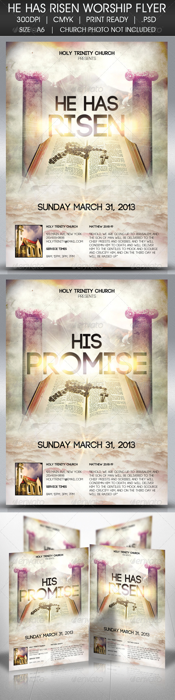 Easter Sunday He Has Risen Flyer - Church Flyers
