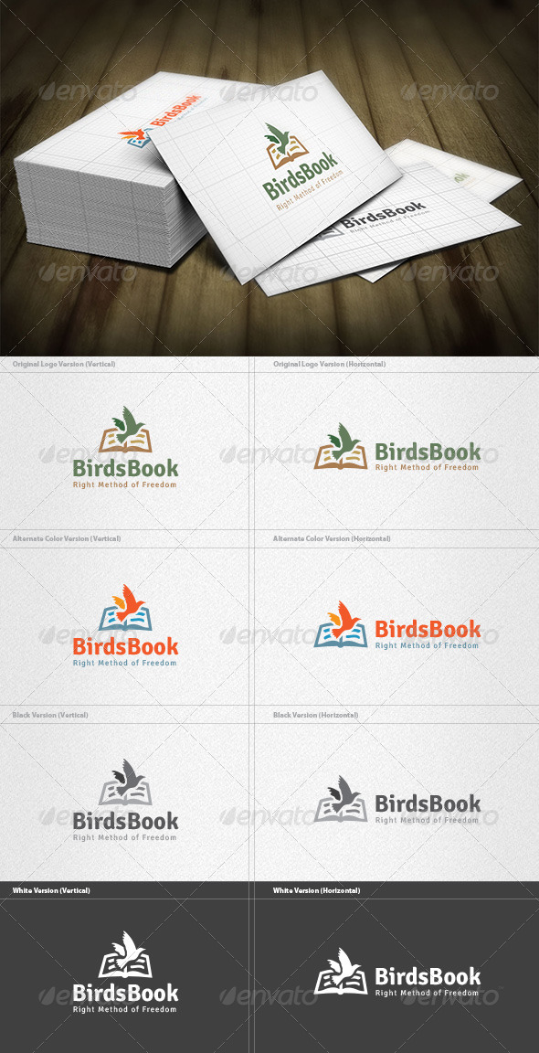 Birds Book Logo - Animals Logo Templates