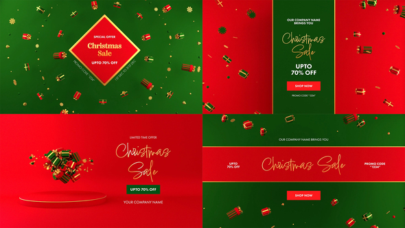 Christmas Sale Pack Video Displays template preview