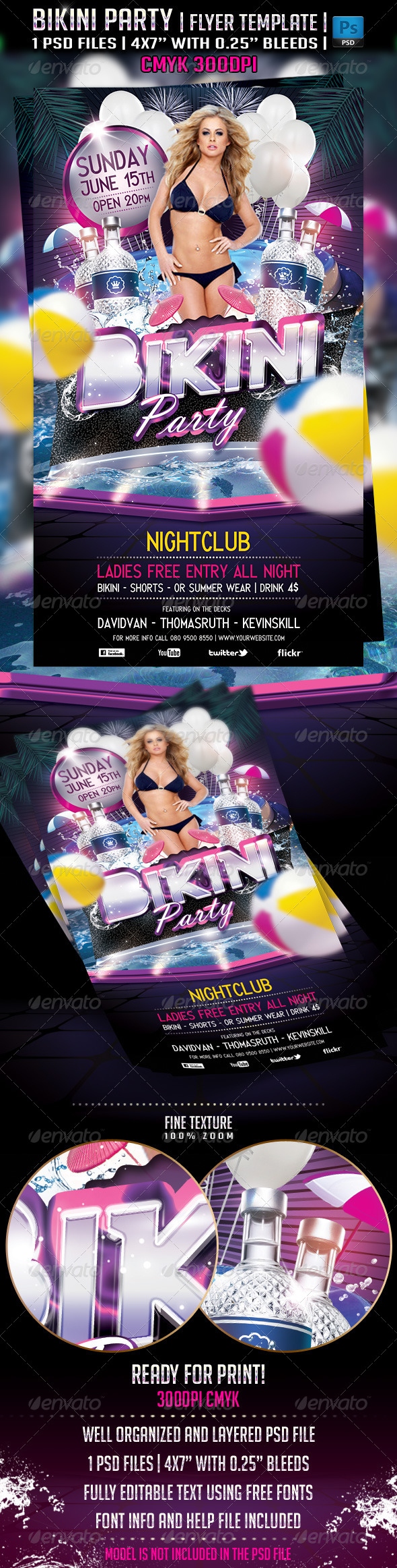 Bikini Party Flyer Template - Flyers Print Templates