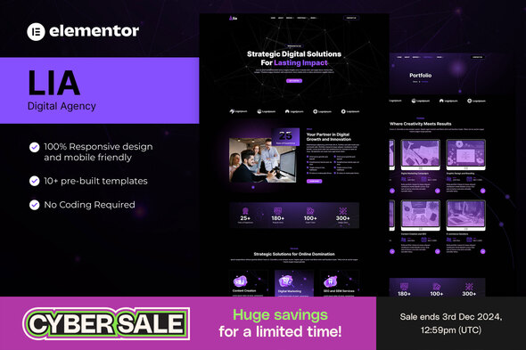 Lia - Digital Agency Elementor Pro Template Kit