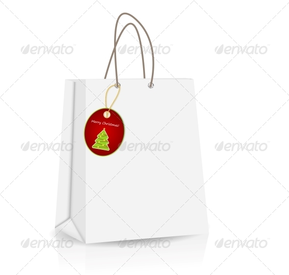 Empty Shopping Bag with Christmas Label - Retail Commercial / Shopping