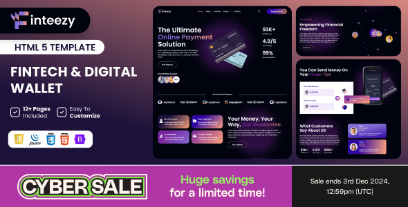 Finteezy - Fintech Startup & Digital Wallet HTML5 Website