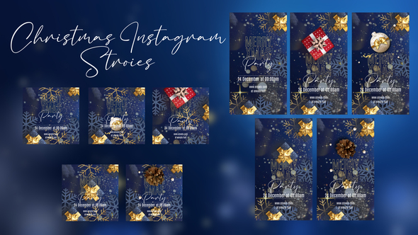 Christmas instagram stories and post Openers template preview