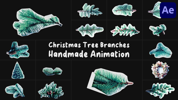Christmas Tree Branches Handmade Animation | After Effects Elements template preview