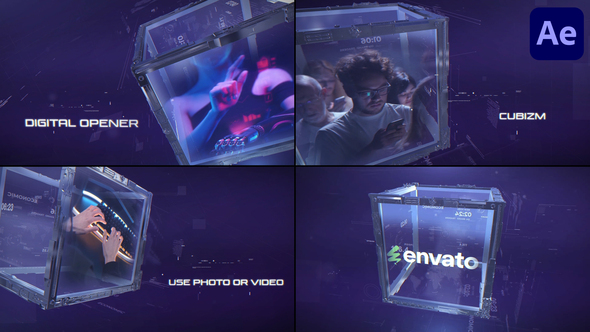 Digital Opener Cubizm for After Effects Openers template preview