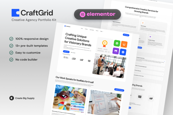 CraftGrid - Creative Agency Portfolio Elementor Template Kit