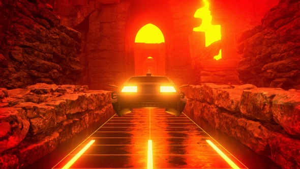 80s Retro Wave De Lorean Drive alt