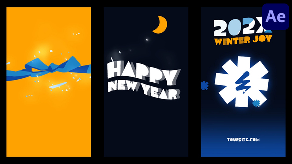 Christmas And New Year Vertical Logo Typography | After Effects Titles template preview