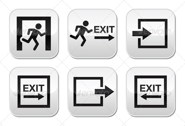 Emergency Exit Vector Buttons Set - Miscellaneous Vectors