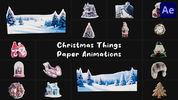 Christmas Things Paper Animations for After Effects Elements template preview