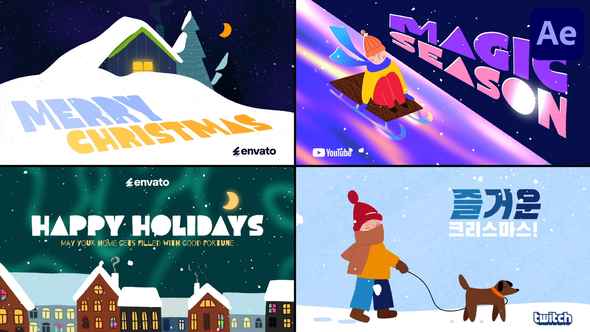 Stylish Cartoon Christmas Typography for After Effects Titles template preview