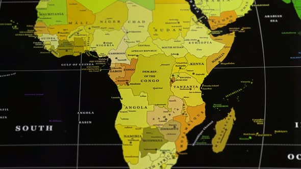 Southern And Northern Countries Of Africa On A World Map.