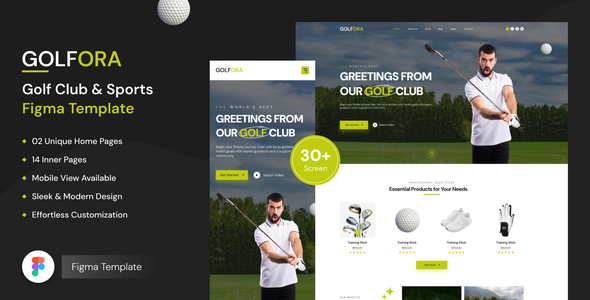 Golfora - Golf Club & Sports Figma Template