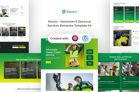 Electro - Electrician & Electrical Services Elementor Template Kit