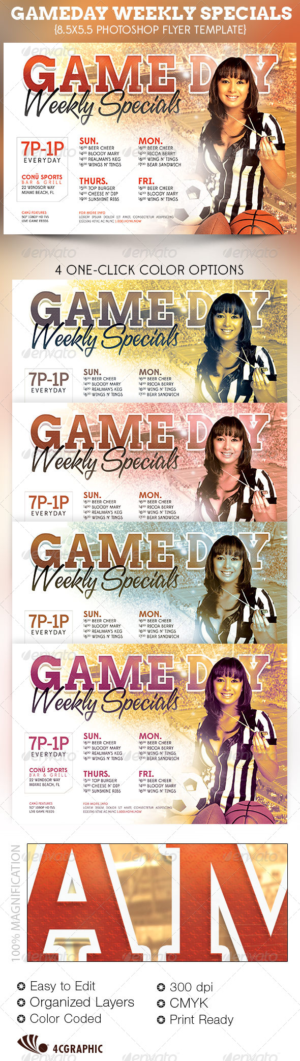 Game Day Specials Flyer Template by 4cgraphic GraphicRiver