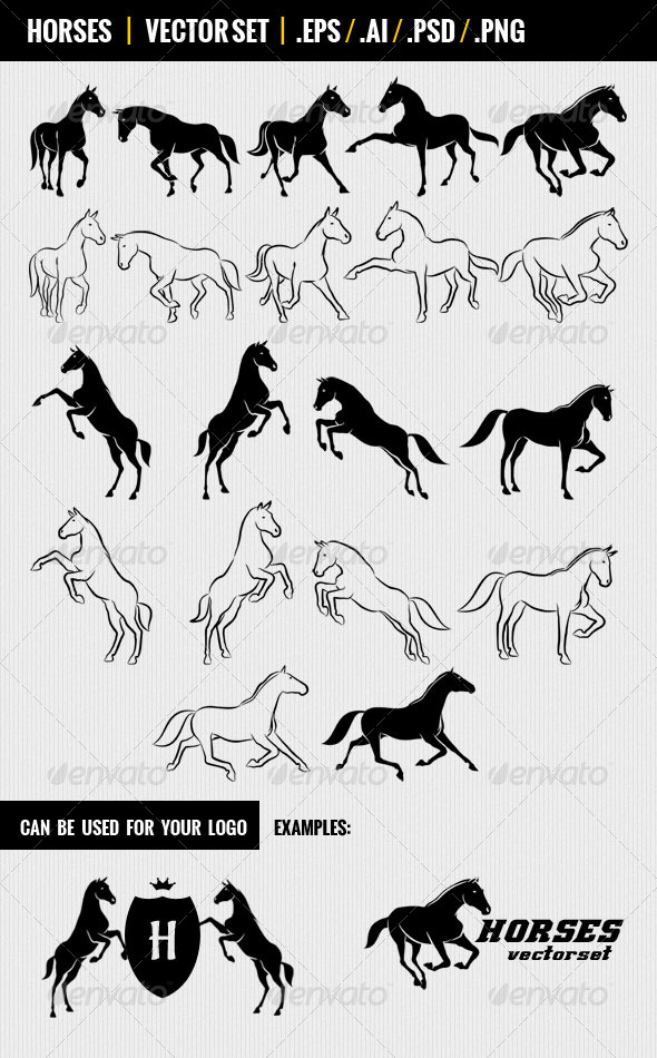 Horses. Vectorset. - Animals Characters
