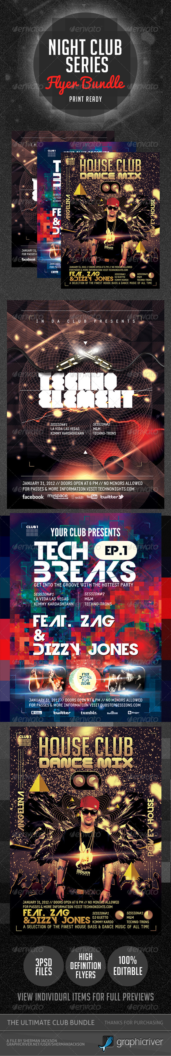 Night Club Series Flyer Bundle V.1 - Clubs & Parties Events