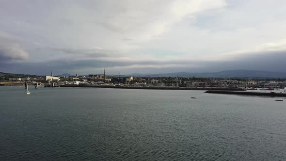 Aerial View of Sailing Boats, Ships and Yachts in Dun Laoghaire Marina Harbour, Ireland