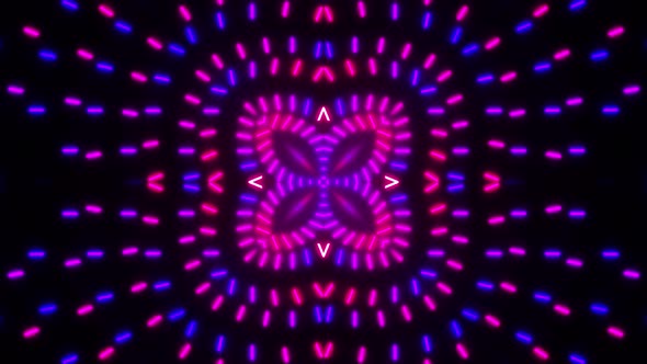 Neon glowing kaleidoscope. Looped animation