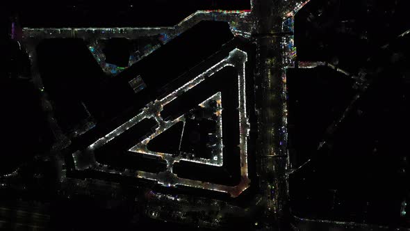 Aerial view of the City at night, Khilgaon, Dhaka, Dhaka, Bangladesh. alt