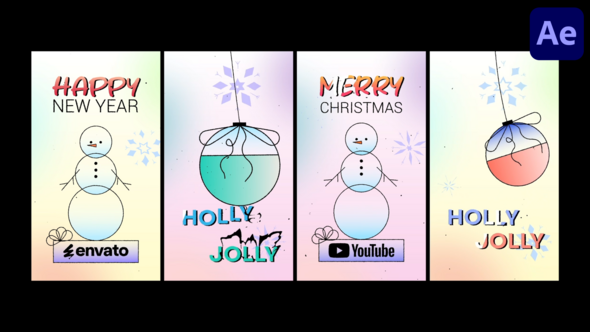 Christmas Toy And Snowman Vertical Logo for After Effects Logo Stings template preview