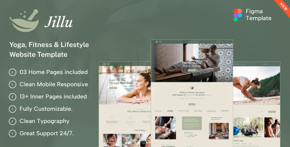 Jillu - Yoga & Fitness Services Figma Template