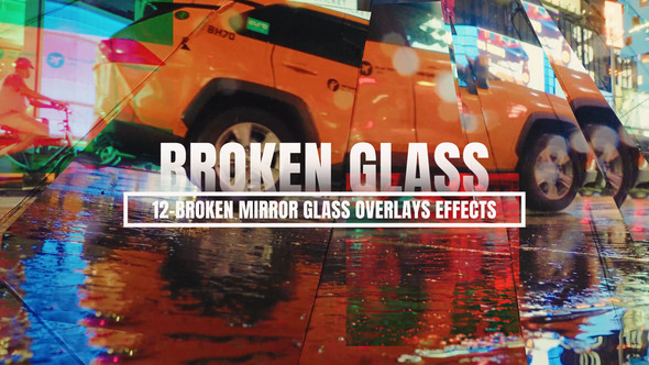 Broken Mirror Glass Overlays Effects MOGRT Premiere Pro template preview