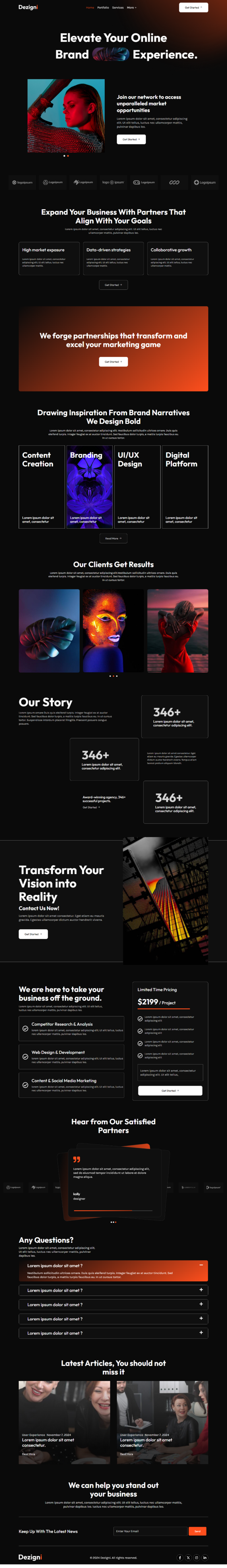 Dezigni - Creative Design Agency & Portfolio Elementor Template Kit