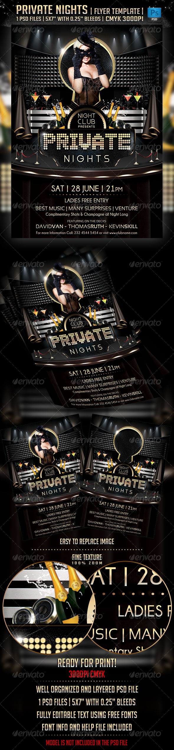 Private Nights Flyer Template - Flyers Print Templates