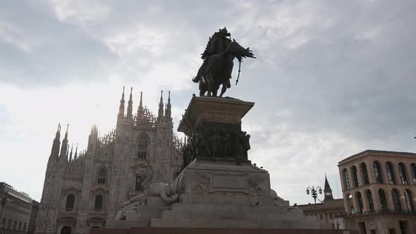 Statue of Vittorio Emanuele II and Milan Cathedral, Italy 07 alt