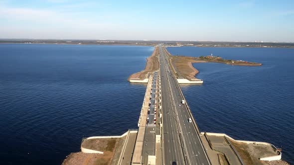 A Highway in Russia Passing on the Dam