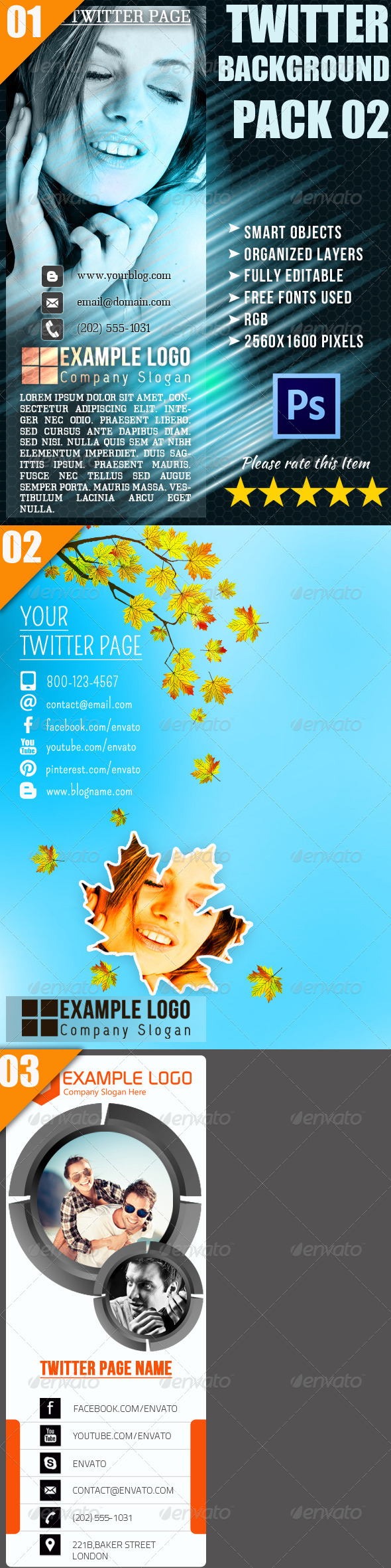 Twitter Background Bundle 02 - Twitter Social Media